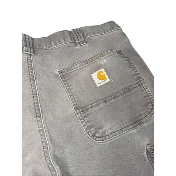 Carhartt Men’s 36x30 Relaxed Fit Gray Carpenter Pants Distressed Workwear - Picture 7 of 7
